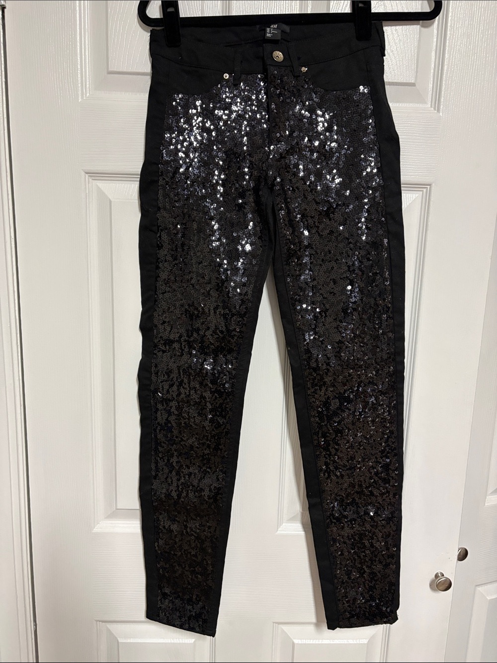H&M Black Sequin Front Skinny Pants